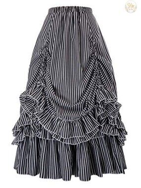 Victorian Gothic Skirt Striped Renaissance Steampunk Cosplay Full Skirt
